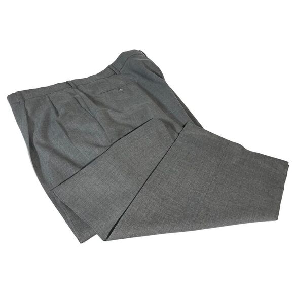Pair of‎ Lands End Mens Vintage Gray Wool Dress Pants 42 42L Pleated Made In USA - Picture 6 of 16
